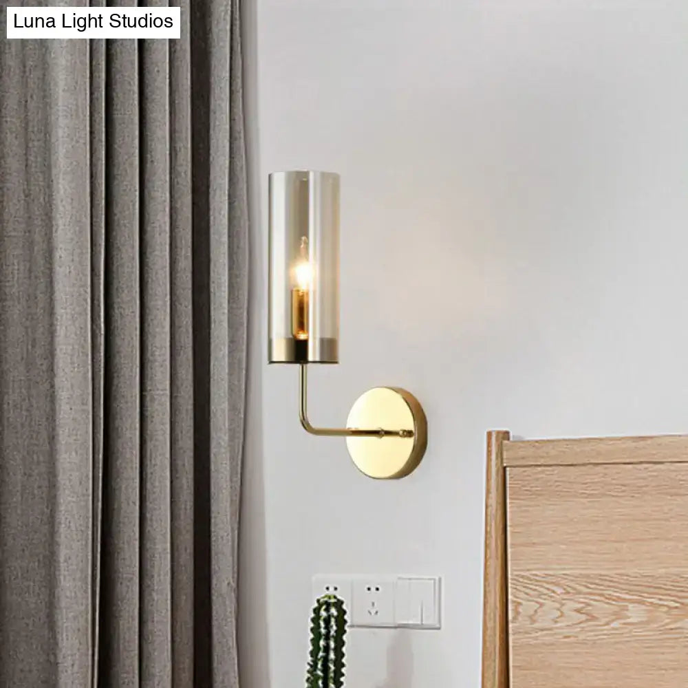 Brass Smoked Glass Sconce