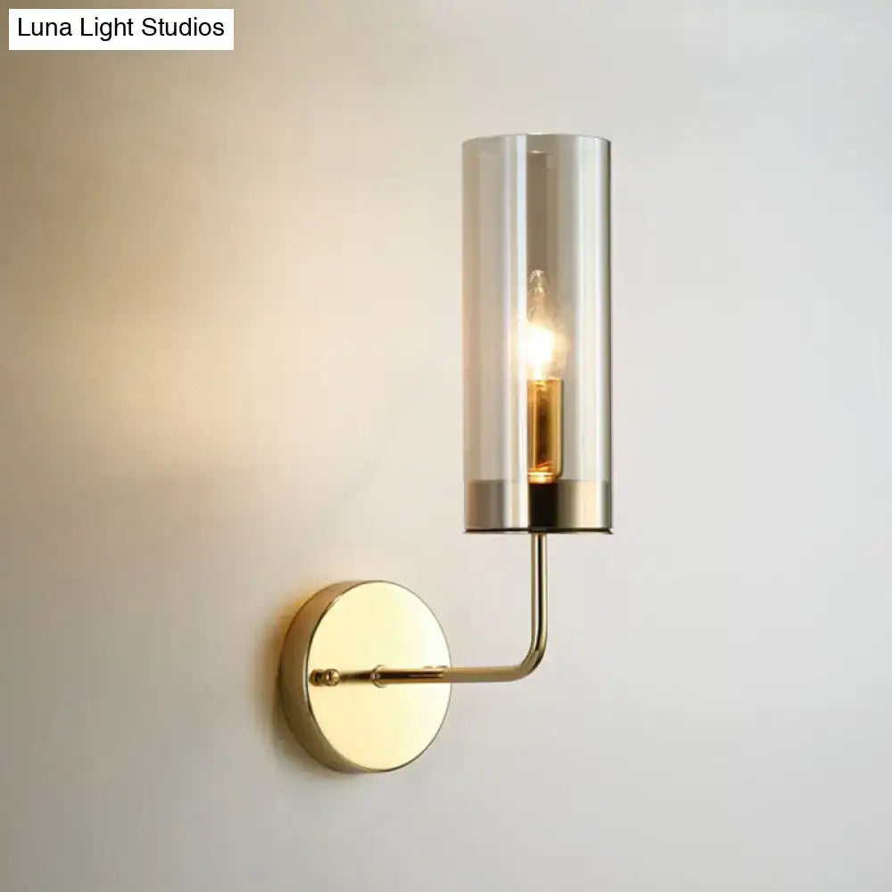 Brass Smoked Glass Sconce