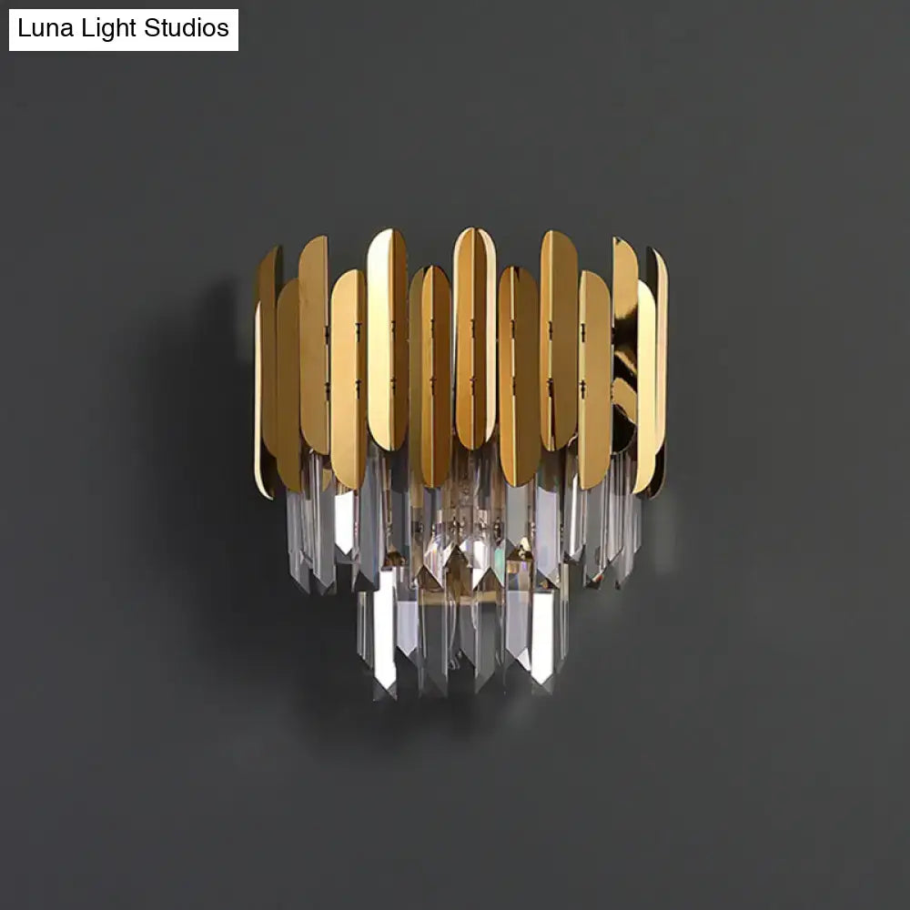 Crystal Brass Flush Sconce