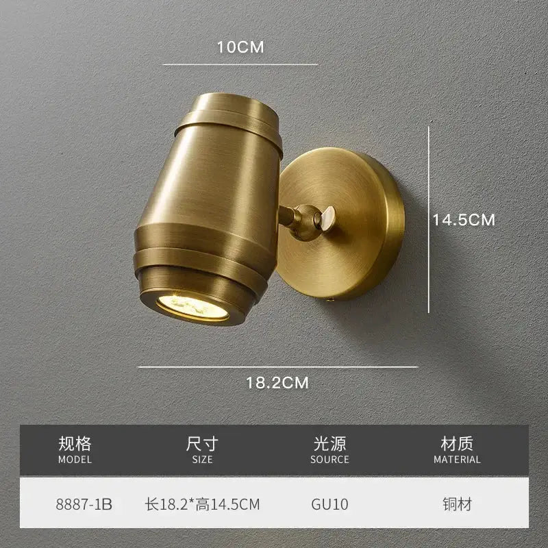 Brass Circular Wall Spotlight