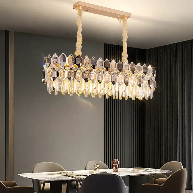 Tiered Crystal Brass Chandelier