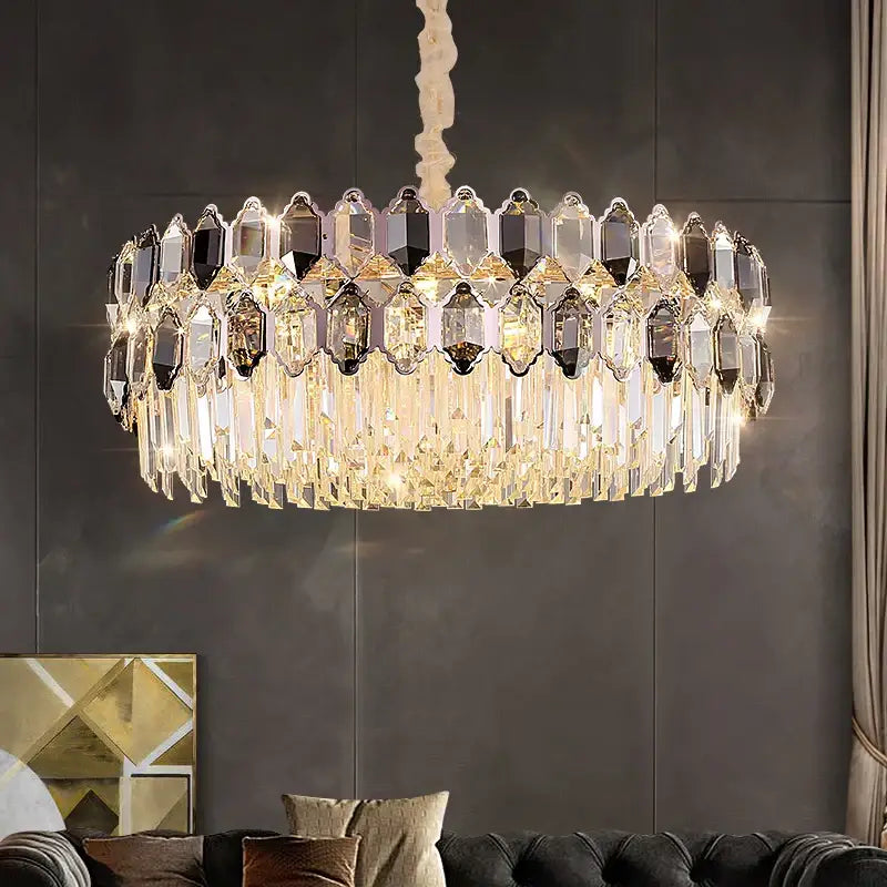 Tiered Crystal Brass Chandelier