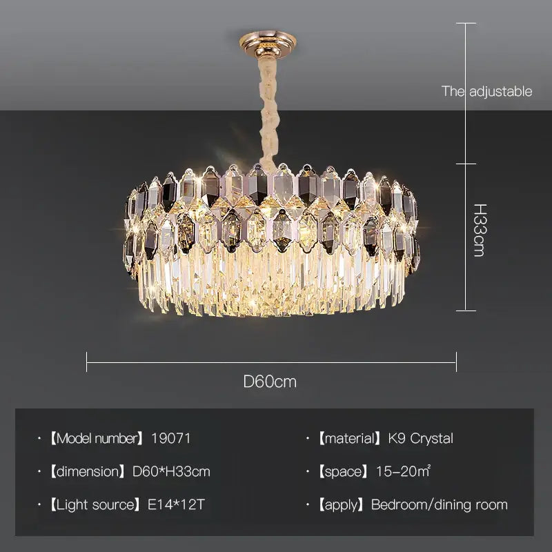 Tiered Crystal Brass Chandelier