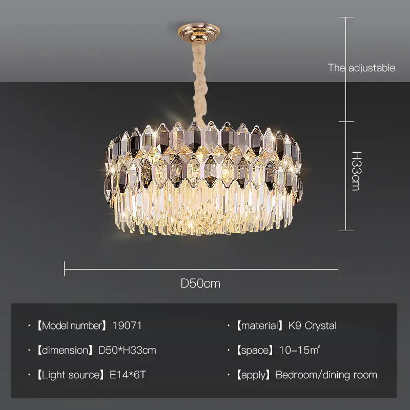 Tiered Crystal Brass Chandelier