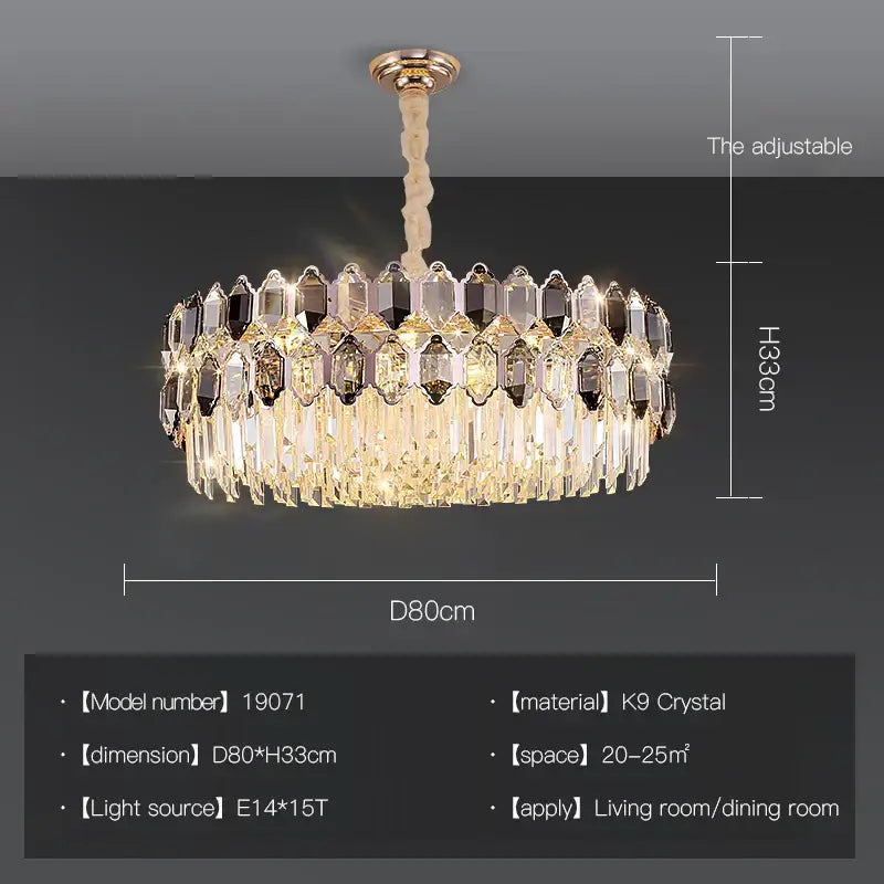 Tiered Crystal Brass Chandelier