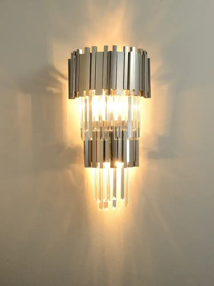 Gold Crystal LED Sconce Art Deco Style