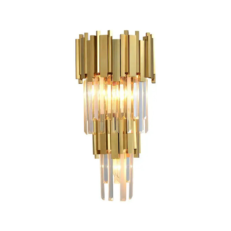 Gold Crystal LED Sconce Art Deco Style