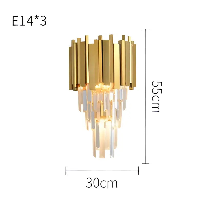 Gold Crystal LED Sconce Art Deco Style