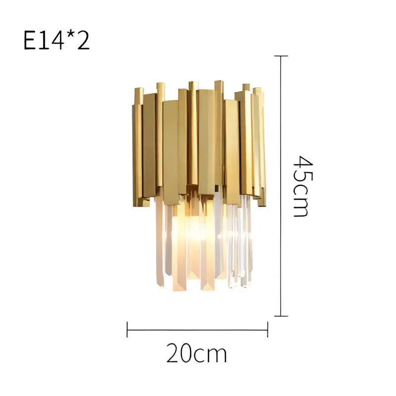 Gold Crystal LED Sconce Art Deco Style