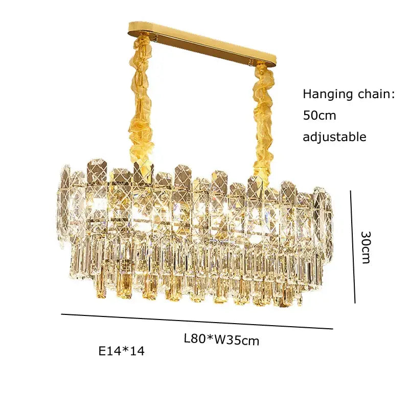 Gold Crystal Chandelier Light Up To 150cm