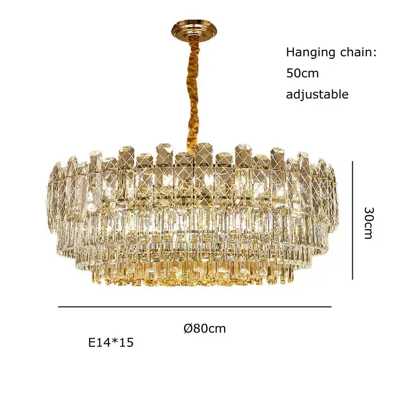 Gold Crystal Chandelier Light Up To 150cm