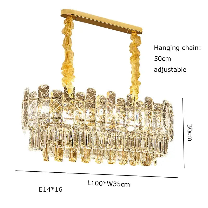 Gold Crystal Chandelier Light Up To 150cm