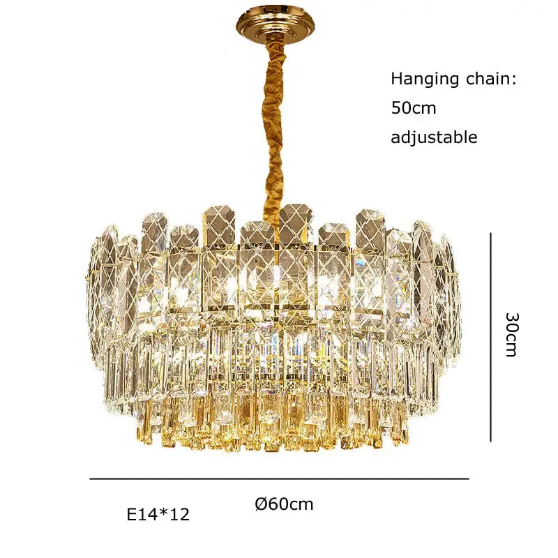 Gold Crystal Chandelier Light Up To 150cm