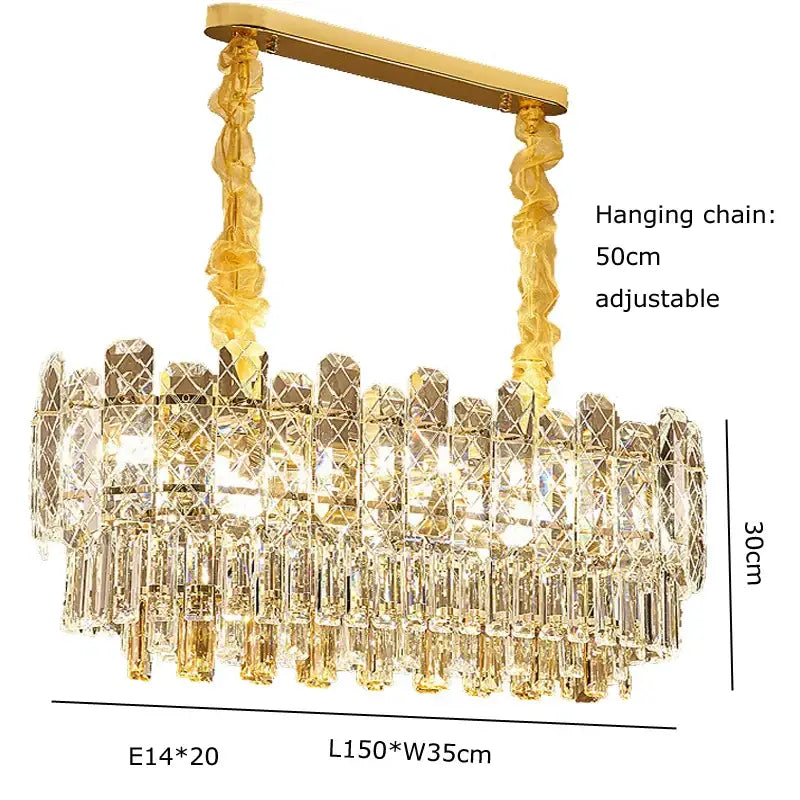 Gold Crystal Chandelier Light Up To 150cm