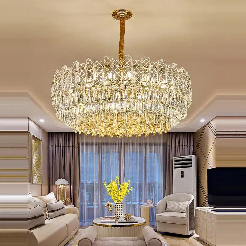 Gold Crystal Chandelier Light Up To 150cm