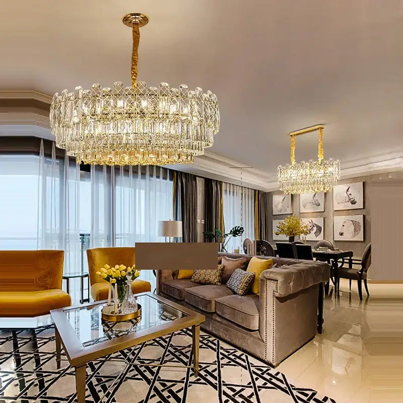Gold Crystal Chandelier Light Up To 150cm