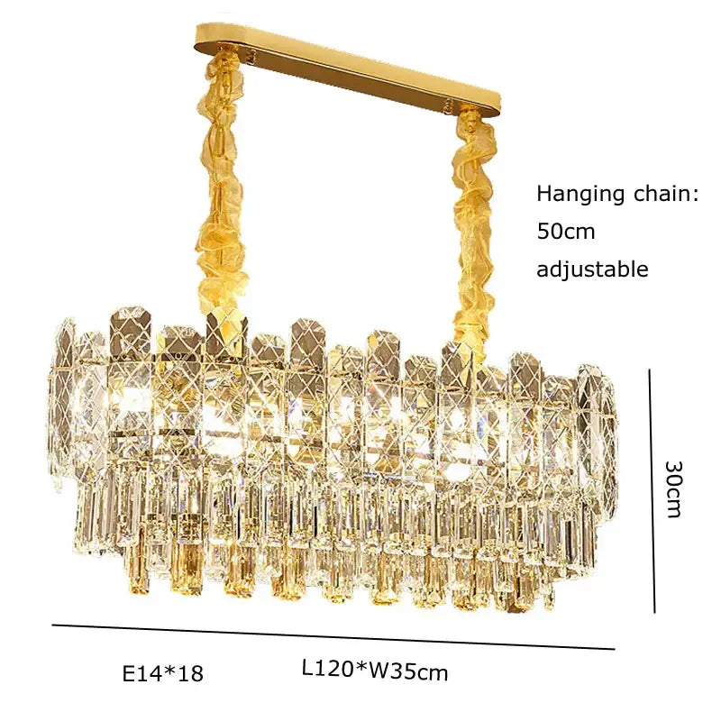 Gold Crystal Chandelier Light Up To 150cm