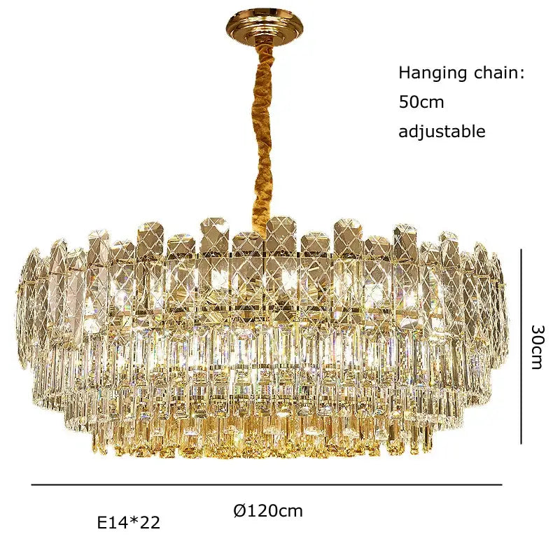 Gold Crystal Chandelier Light Up To 150cm