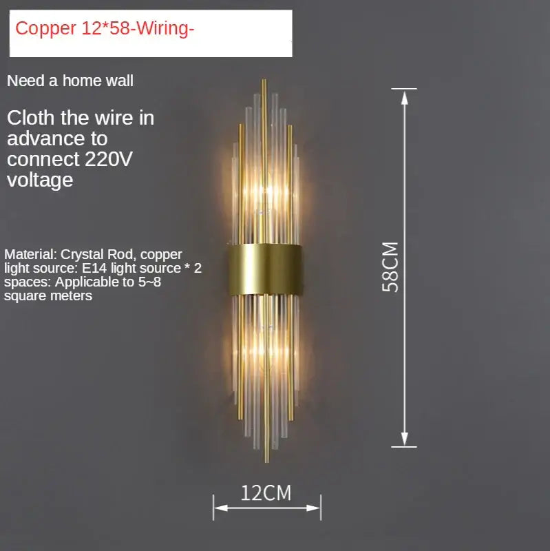 Crystal Copper Wall Light