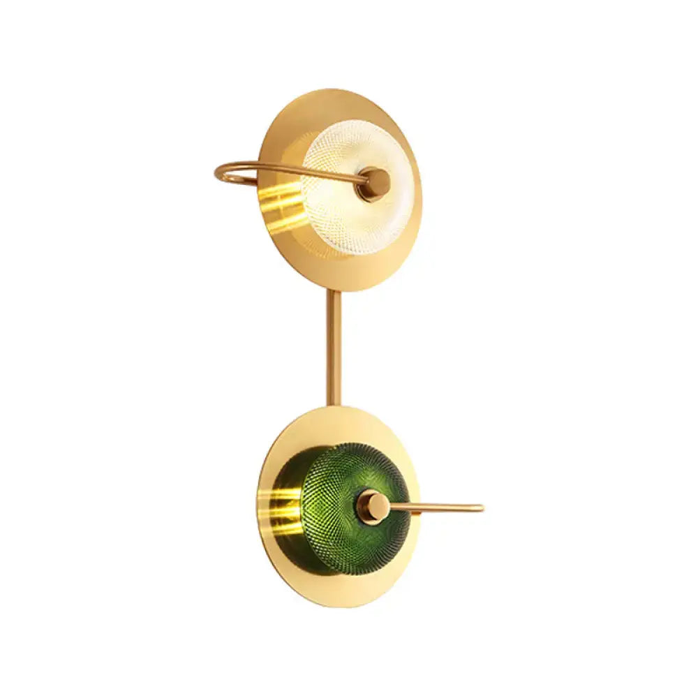 Olive Glass Disc Sconce