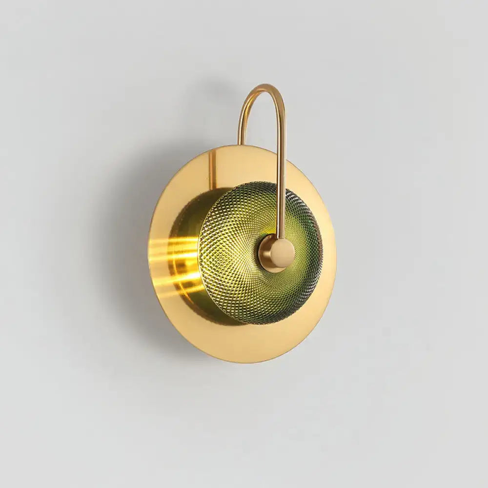 Olive Glass Disc Sconce