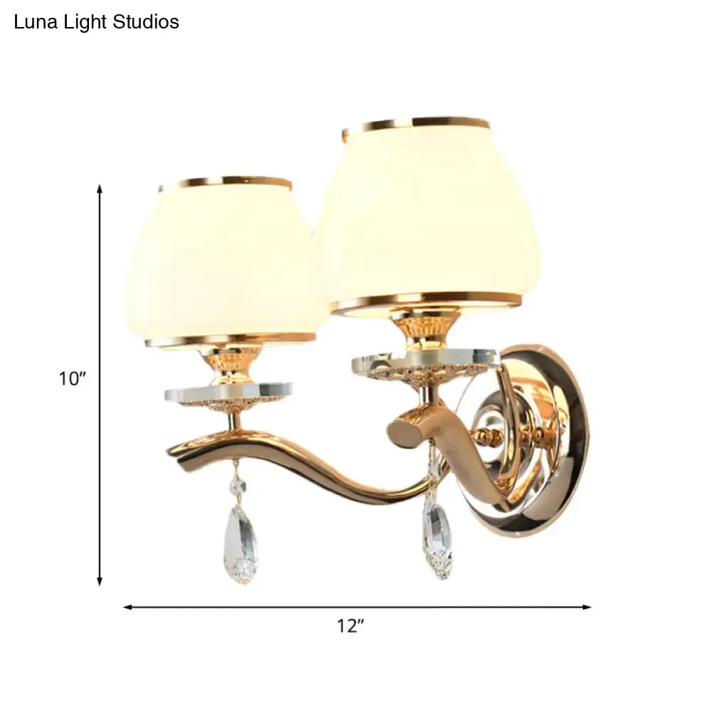 Gold White Crystal Drop Wall Sconce