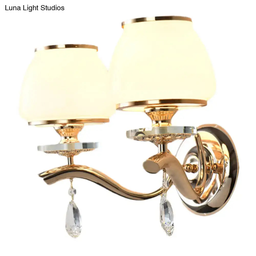 Gold White Crystal Drop Wall Sconce