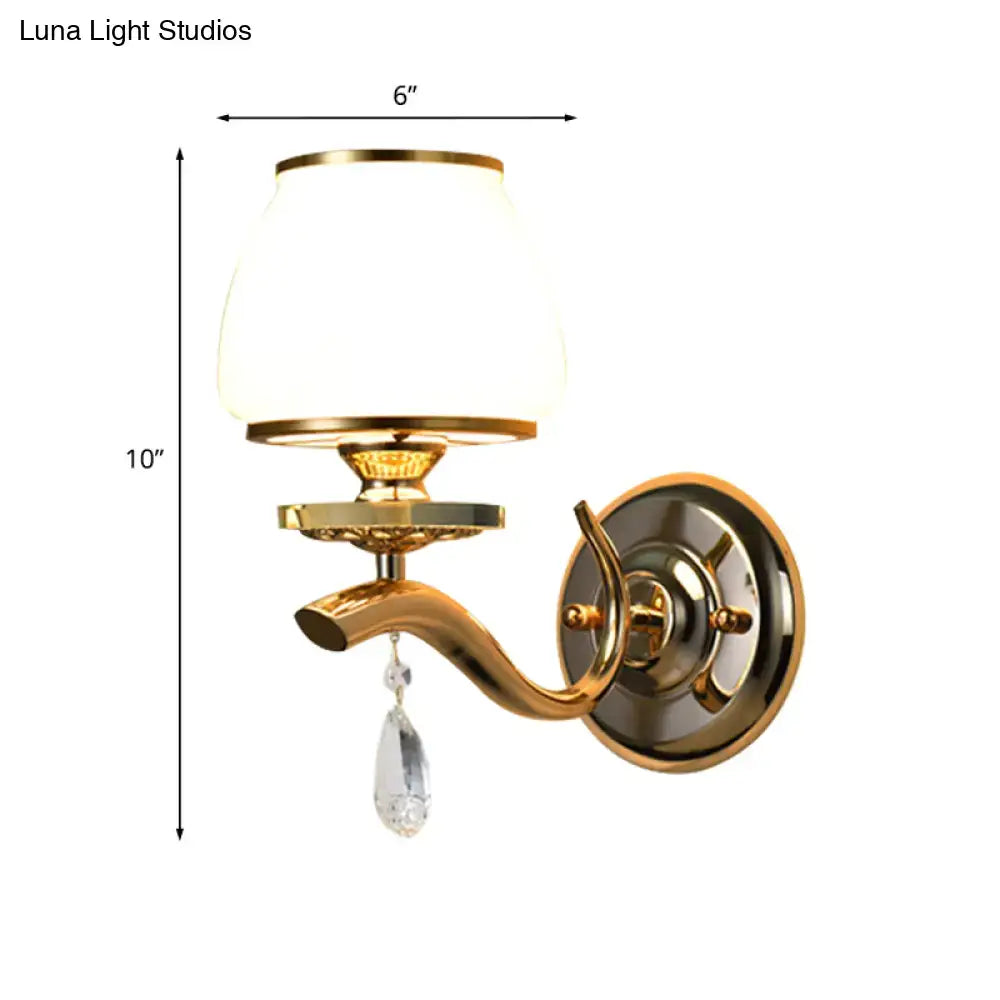 Gold White Crystal Drop Wall Sconce