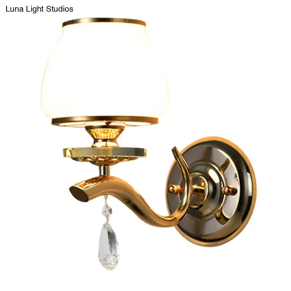 Gold White Crystal Drop Wall Sconce
