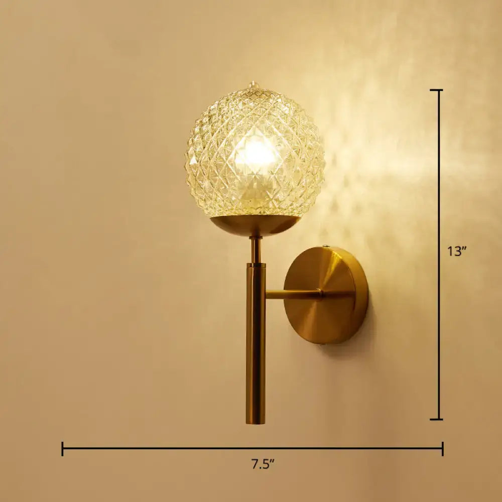 Gold Textured Glass Ball Wall Sconce