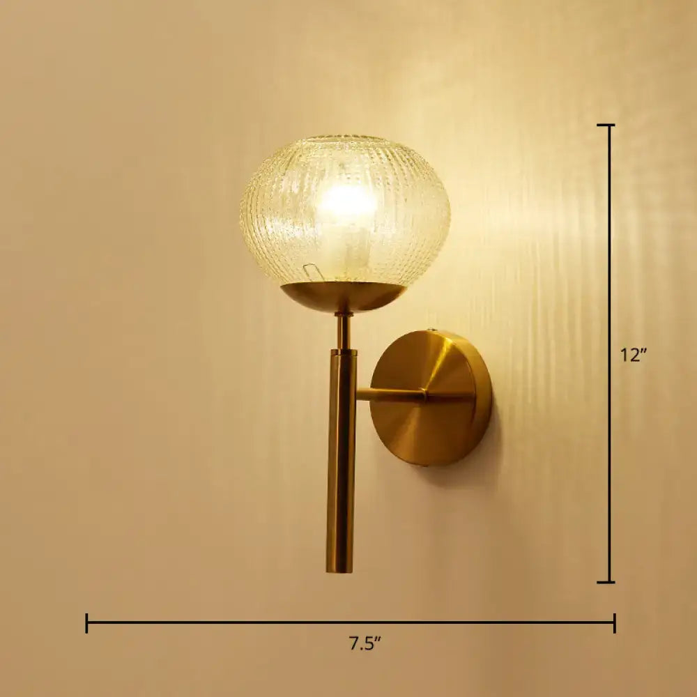 Gold Textured Glass Ball Wall Sconce