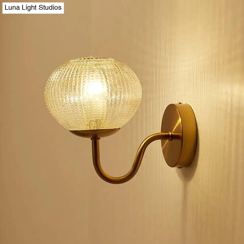 Gold Textured Glass Ball Wall Sconce