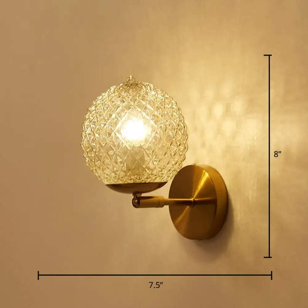 Gold Textured Glass Ball Wall Sconce