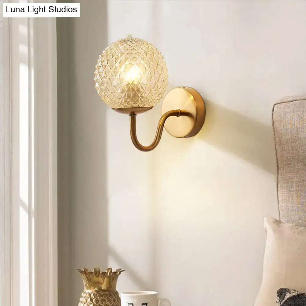 Gold Textured Glass Ball Wall Sconce