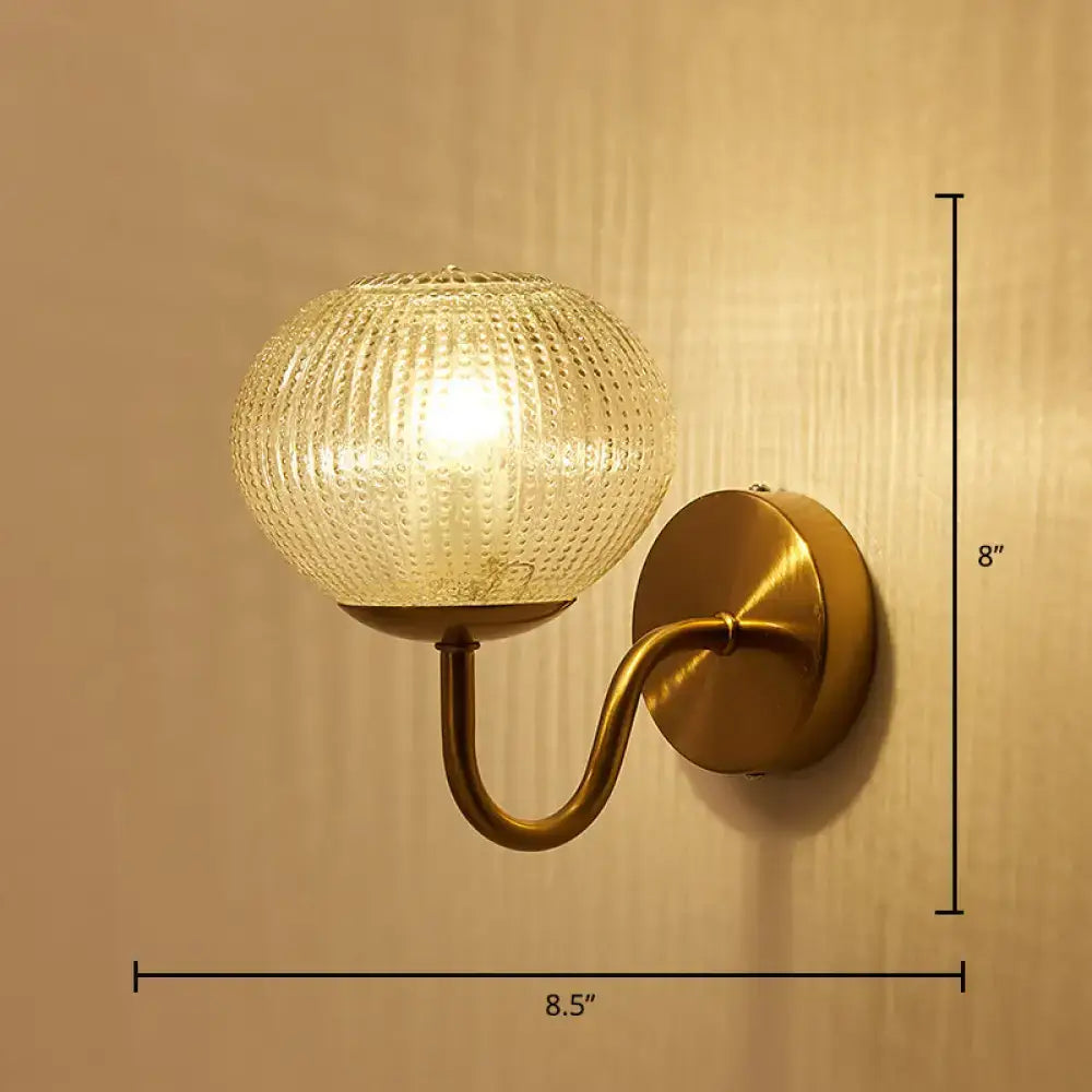 Gold Textured Glass Ball Wall Sconce