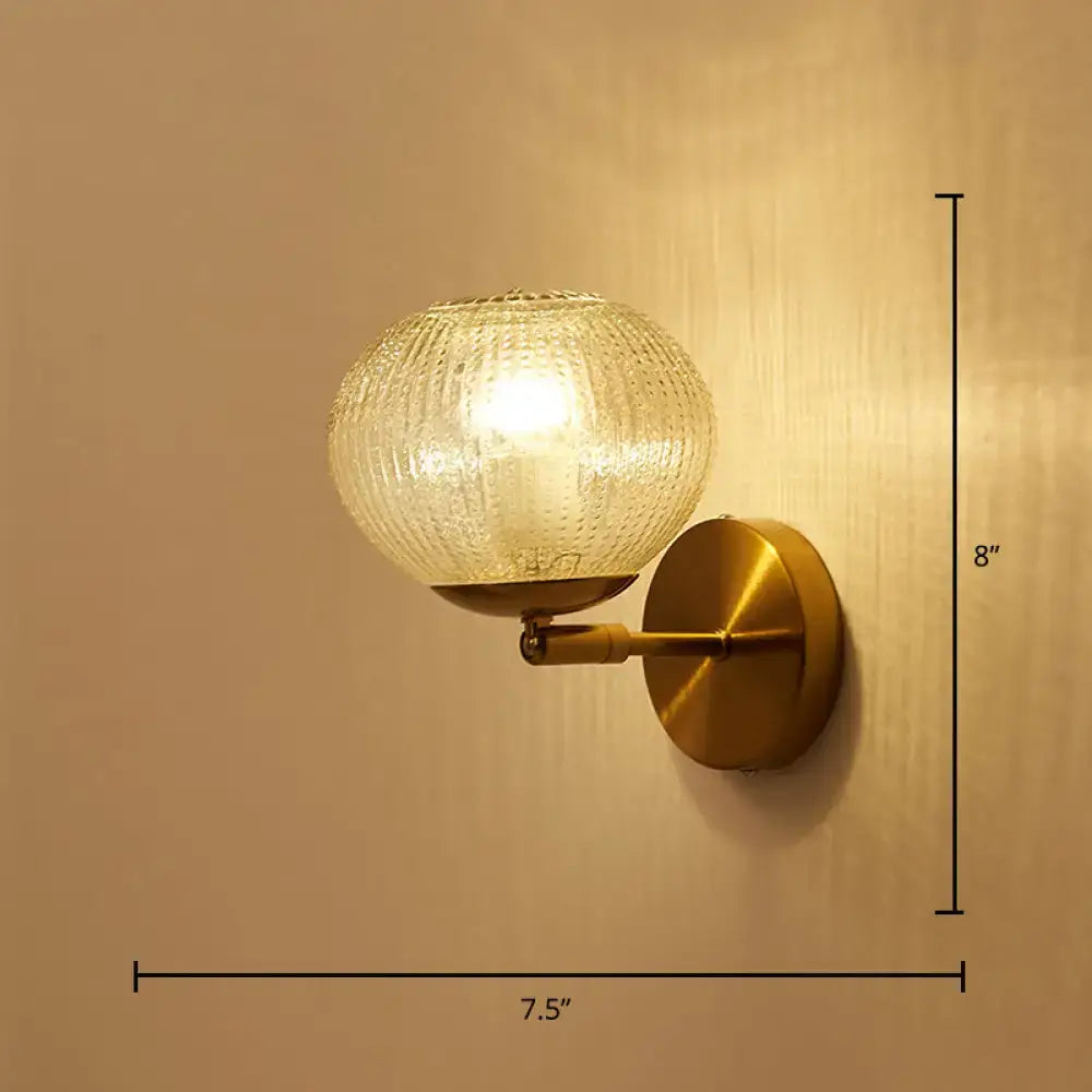 Gold Textured Glass Ball Wall Sconce