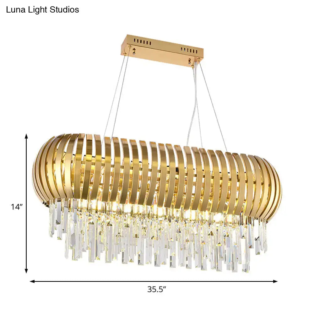 Gold Crystal Oval Chandelier