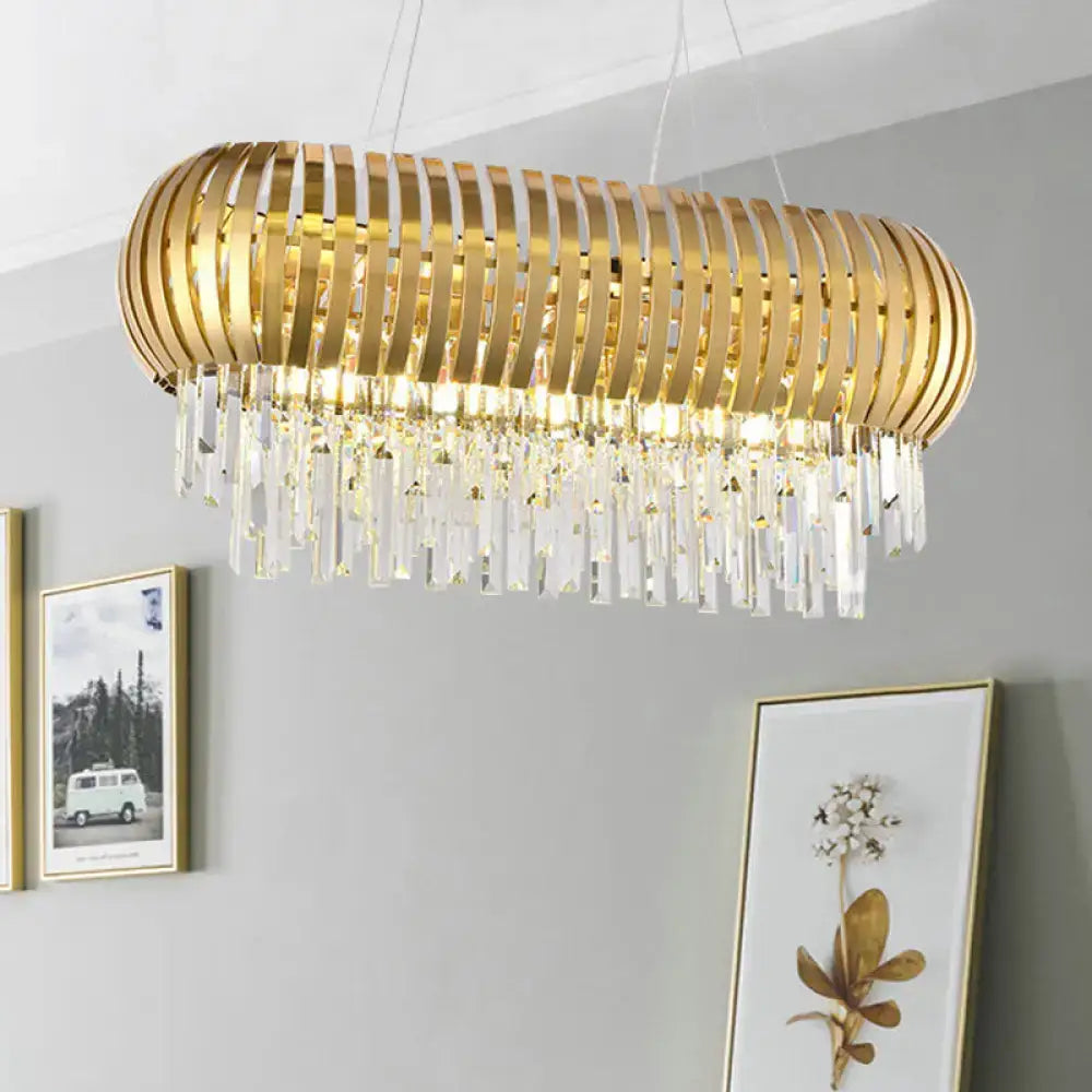 Gold Crystal Oval Chandelier