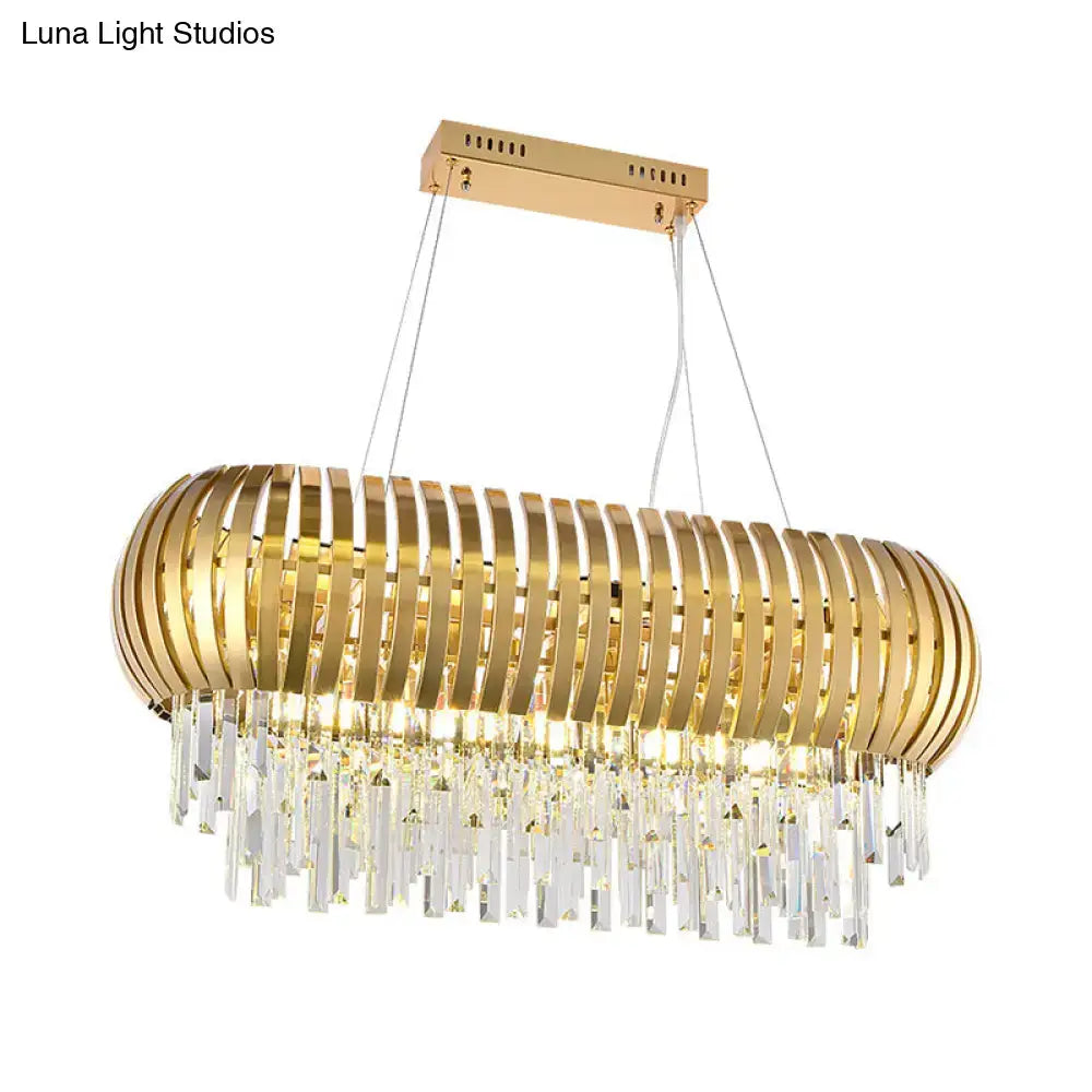 Gold Crystal Oval Chandelier