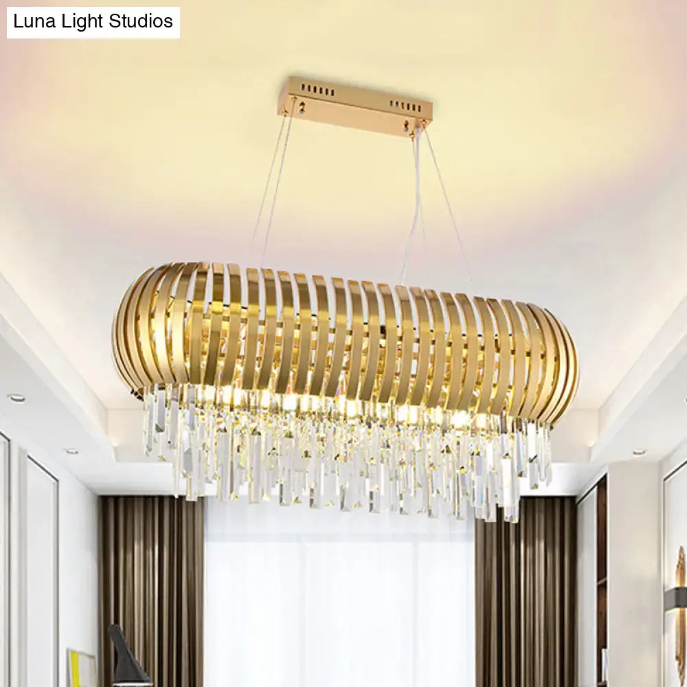 Gold Crystal Oval Chandelier