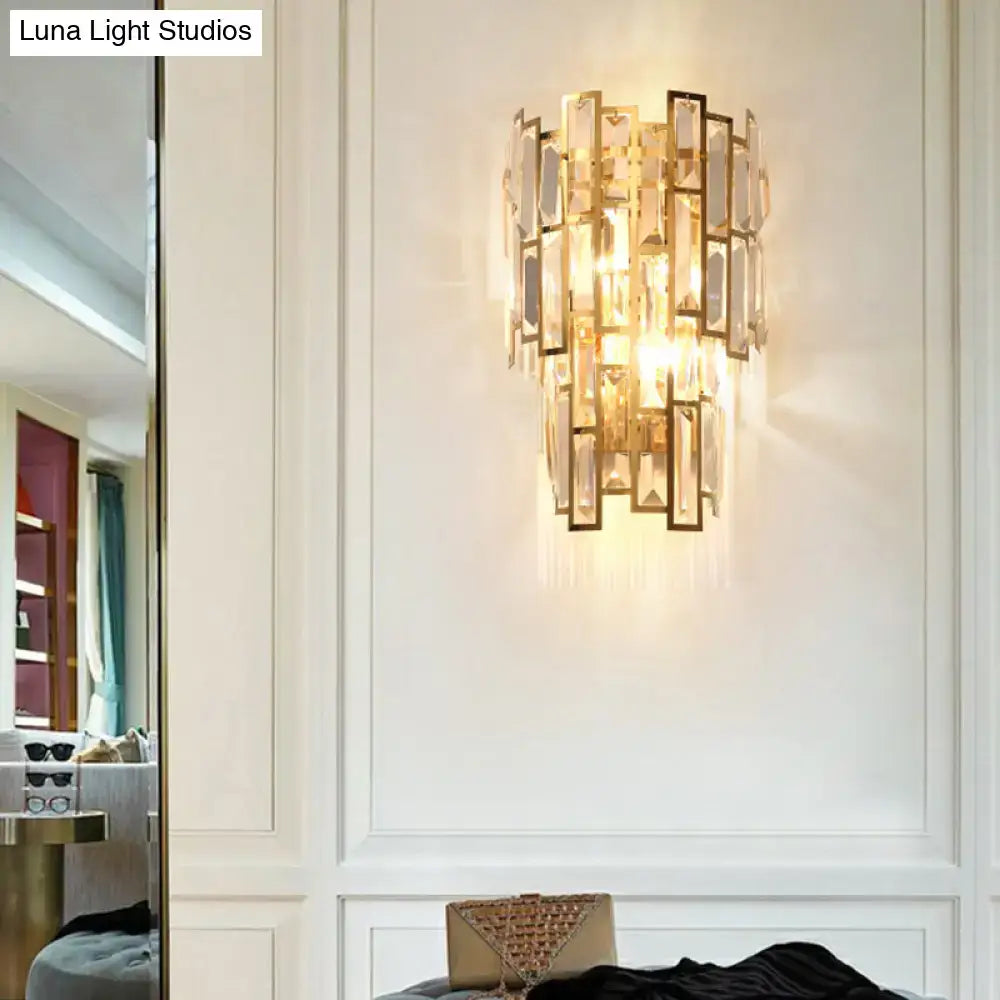 Gold Crystal Curved Sconce