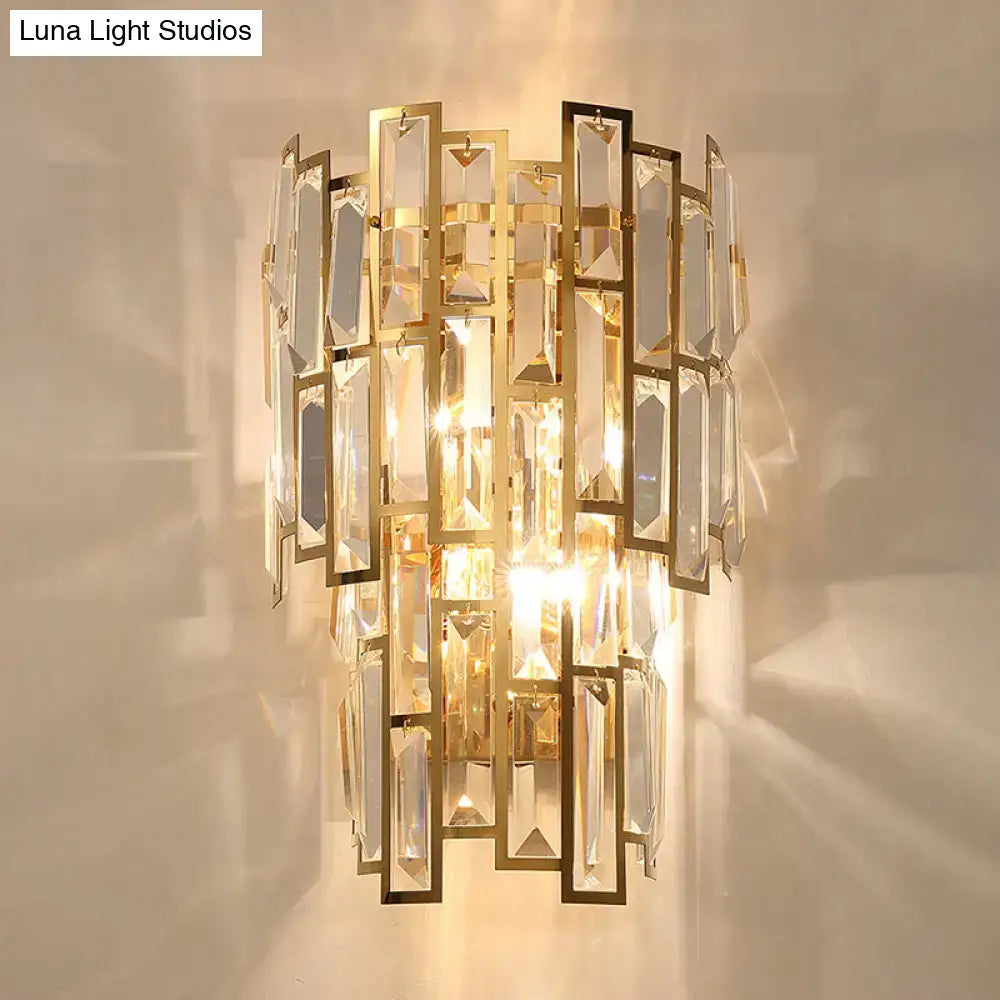 Gold Crystal Curved Sconce
