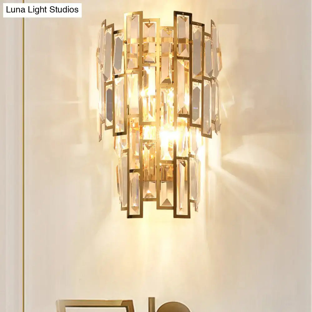 Gold Crystal Curved Sconce