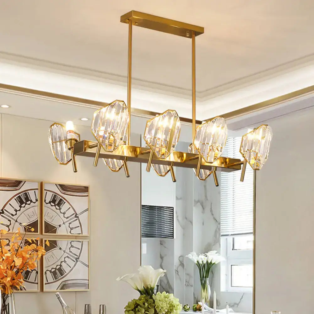 Gold Crystal Shield Chandelier