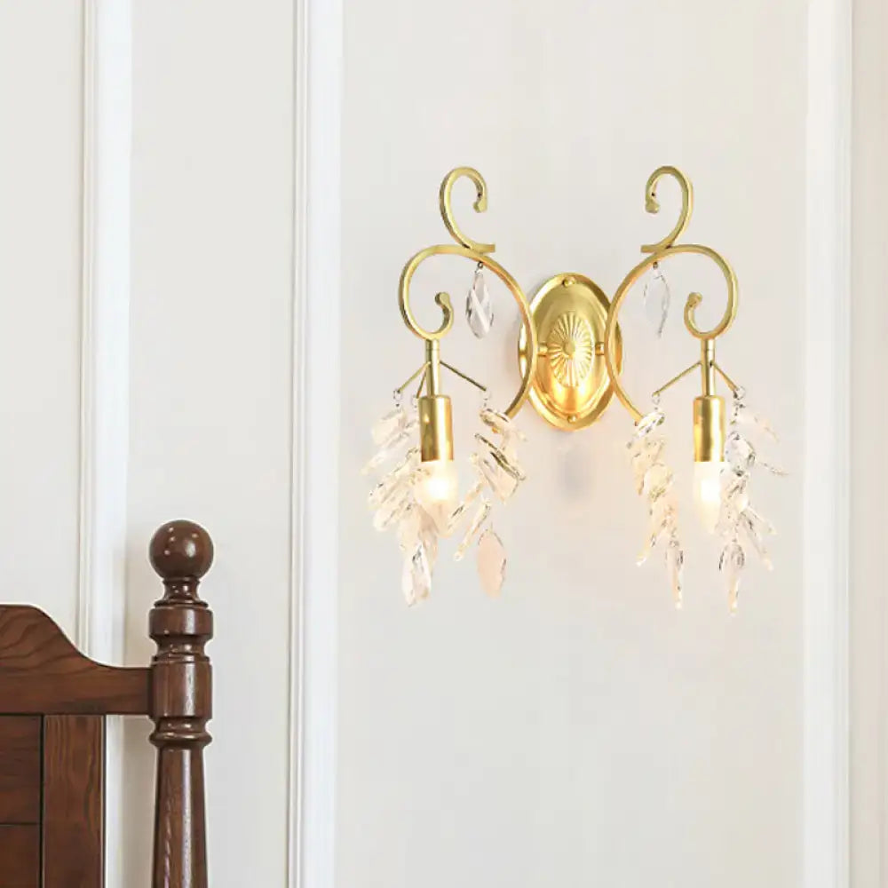 Gold Curve Crystal Sconce