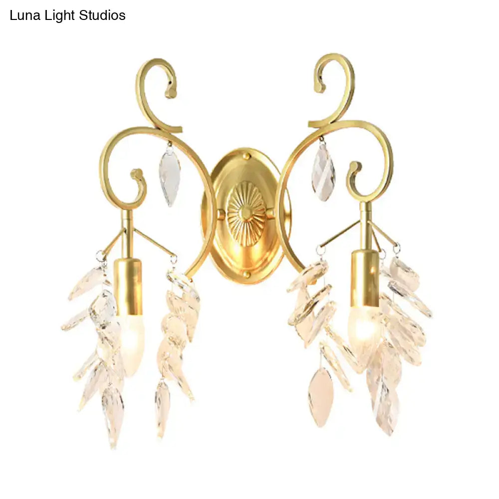 Gold Curve Crystal Sconce