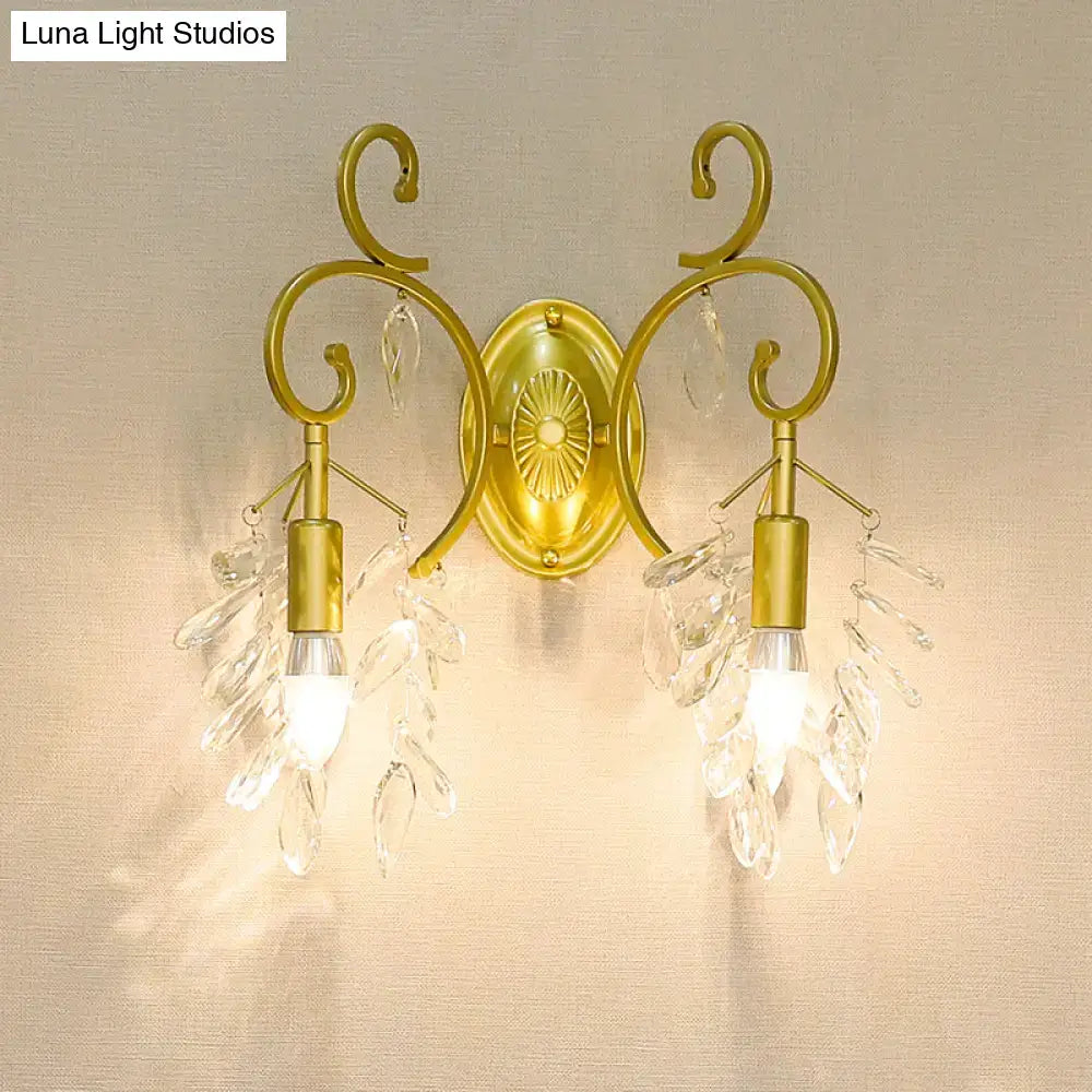 Gold Curve Crystal Sconce