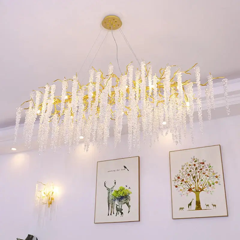 Gold Crystal Rectangle Chandelier