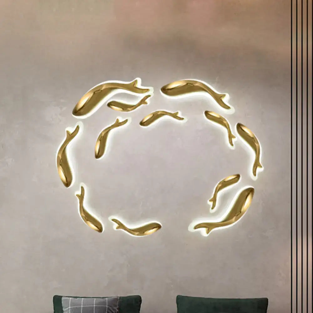 Gold Dolphin 12-Inch Wall Sconce