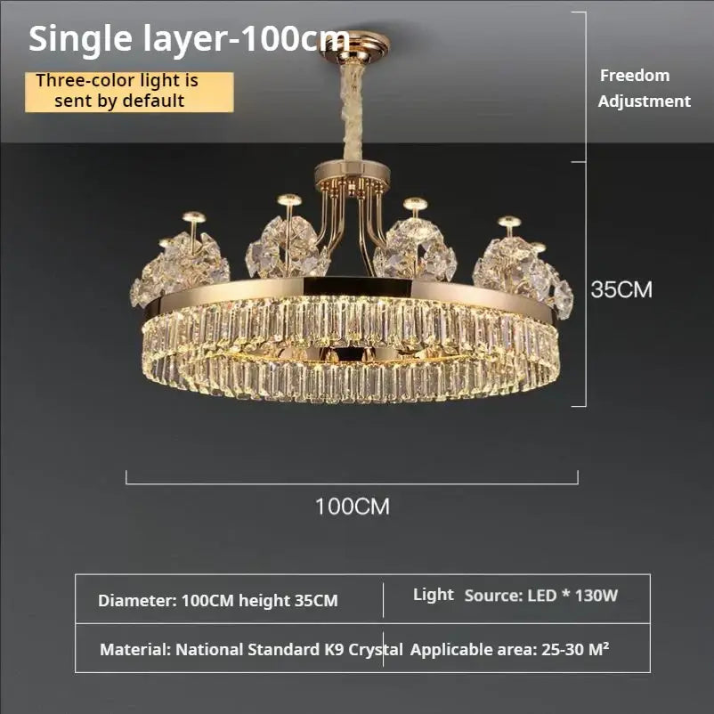 Gold Double Layer Crystal Chandelier